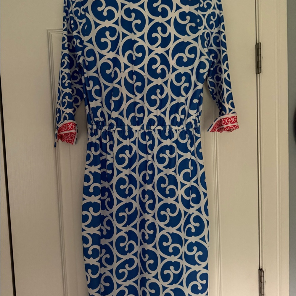 Gretchen Scott Designs Blue and White Twist and Shout Dress - Picture 4 of 4
